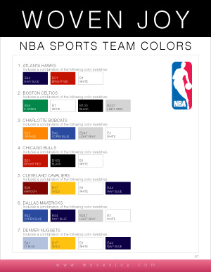 Nba Team Colors Chart